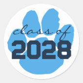 Leichtblauer Abschluss mit Navy Paw Runde Sticker (Vorderseite)