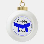 Leichtblauer Gürtel für Kampfkunst Keramik Kugel-Ornament (Vorderseite)