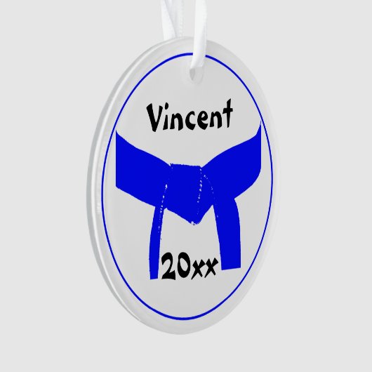 Leichtblauer Gürtel für Kampfkunst Ornament (Vorderseite)