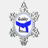 Leichtblauer Gürtel für Kampfkunst Schneeflocken Zinn-Ornament (Rechts)