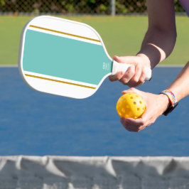 Leichte, Aquamarine, braune Streifen auf Weiß Pickleball Schläger