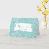 Leichte Aquamarine Ferns Mitarbeiter Willkommen im Karte (Gelbe Blume)