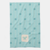 Leichte Aquamarine florale Monogram Küche Handtuch (Vertikal)