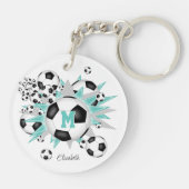 leichte aquamarine Fußball-Blowout-Mädchen mit Mon Schlüsselanhänger (Rückseite)