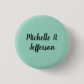 Leichte Aquamarine Handschrift Creative Trendy Nam Button (Vorderseite)