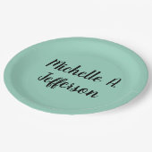 Leichte Aquamarine Handschrift Creative Trendy Nam Pappteller (Schrägansicht)