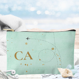 Leichte Aquamarine Minimalistische Goldmonogramm E Zubehörtasche