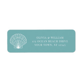 Leichte Aquamarine Seashell Beach Wedding Rücksend