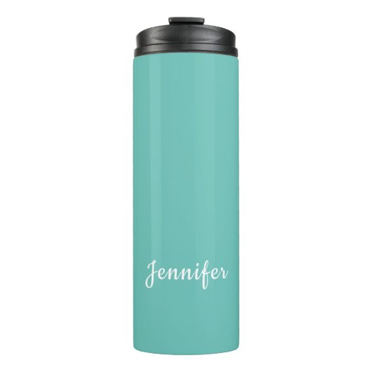 Leichte Aquamarine Trendy Moderne Minimalistische Thermosbecher (Vorderseite)