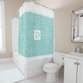 Leichte aquamarine und weiße Jakobsgrenzen, Monogr Duschvorhang (Beispiel)