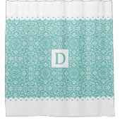 Leichte aquamarine und weiße Jakobsgrenzen, Monogr Duschvorhang (Vorderseite)