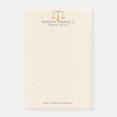 Leichte beige Leinen & Gold Law Practice Scale Post-it Klebezettel (Vorderseite)
