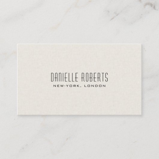 Leichte Beige Linen Textur QR Code Visitenkarte (Vorderseite)