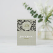 Leichte beige Linen und schwarze Spitzen Visitenkarte (Stehend Vorderseite)