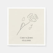 Leichte Beige Minimalistische Blume Art Monogram Serviette (Vorderseite)