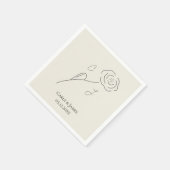 Leichte Beige Minimalistische Blume Art Monogram Serviette (Ecke)