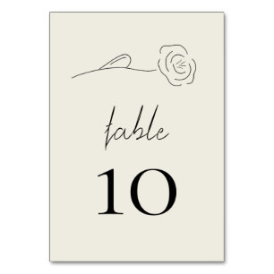 Leichte Beige Minimalistische Blume Tischnummer