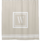 Leichte Beige und Weiß-Classic-Quadrat-Monogramm Duschvorhang (Vorderseite)