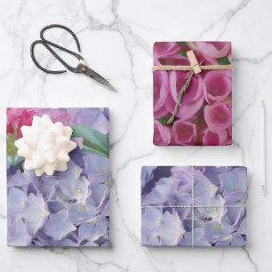 Leichte blaue und rosa Hydrangea Wrapping Paper Sh Geschenkpapier Set
