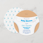Leichte braune Haut und Windeln Blau | Babyparty Einladung (Vorne/Hinten)