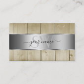 Leichte braune Holzkörbe Monogram Silver Decke Visitenkarte (Vorderseite)