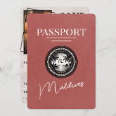 Leichte Burgund-Malediven-Passport Save the Date (Vorne/Hinten)