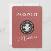 Leichte Burgund-Malediven-Passport Save the Date (Vorderseite)