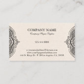 Leichte Creme Leinenstruktur mit verzierter Manada Visitenkarte (Rückseite)