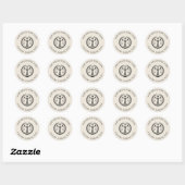 Leichte Creme Linen Textur Schwarze Logo Custom Te Runder Aufkleber (Blatt)