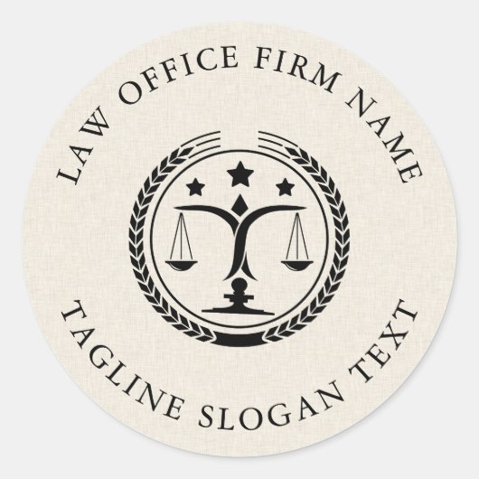 Leichte Creme Linen Textur Schwarze Logo Custom Te Runder Aufkleber (Vorderseite)