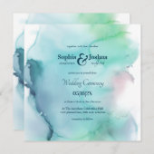 Leichte Elegante Wasserfarbe Abstrakte Hochzeit Einladung (Vorne/Hinten)