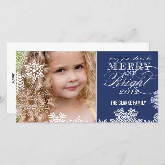 LEICHTE FOTOKARTE | Dunkelblau Feiertagskarte (Vorne/Hinten)