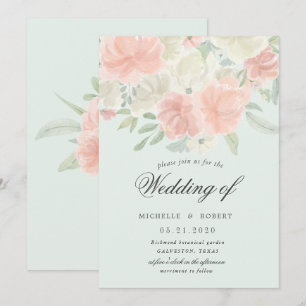 leichte Frühlingsblumen-Hochzeit in Pastell Einladung