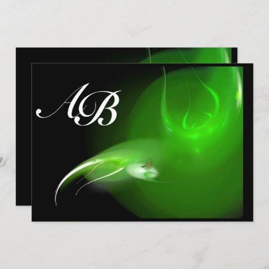 LEICHTE GEBURT IM GRÜNEN MONOGRAMM EINLADUNG (Vorne/Hinten)