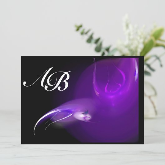 LEICHTE GEBURT IM LILA MONOGRAMM EINLADUNG (Stehend Vorderseite)