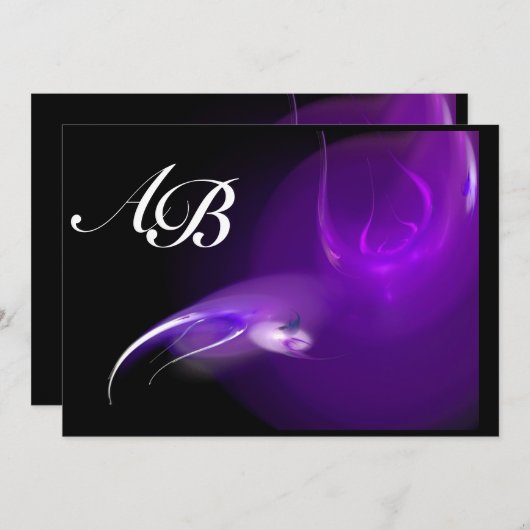 LEICHTE GEBURT IM LILA MONOGRAMM EINLADUNG (Vorne/Hinten)