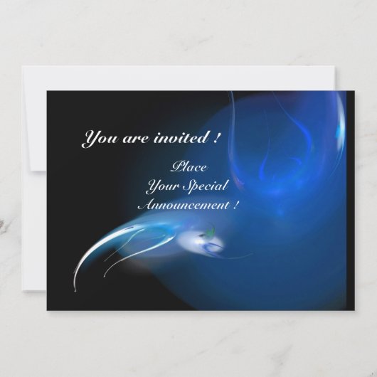 LEICHTE GEBURT IN BLAUEM MONOGRAMM EINLADUNG (Rückseite)