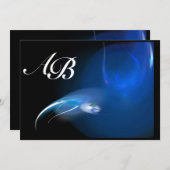 LEICHTE GEBURT IN BLAUEM MONOGRAMM EINLADUNG (Vorne/Hinten)