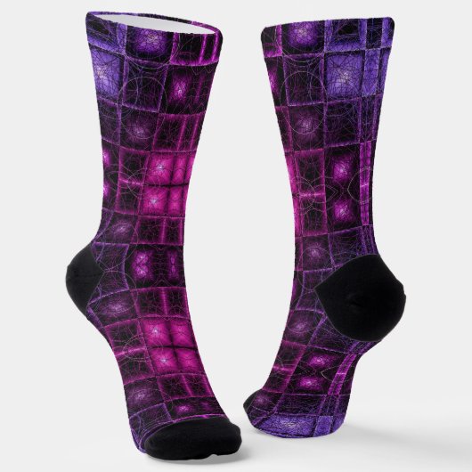 Leichte geometrische Muster Neon Lila rosa Cubes Socken (Gewinkelt)