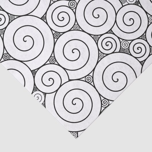 Leichte geometrische schwarze u. weiße Spiralen Seidenpapier (Ausschnitt)