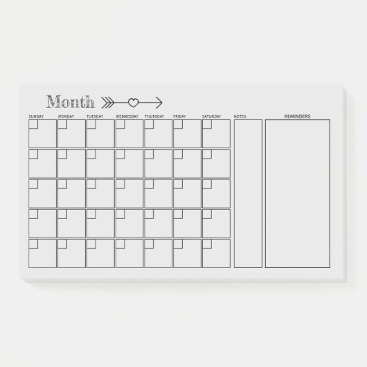 Leichte graue Kalender Monatsplaner Post-it Klebezettel (Vorderseite)