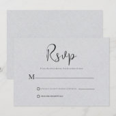 Leichte graue Linen Einfache RSVP-Karte mit schwar Einladung (Vorne/Hinten)