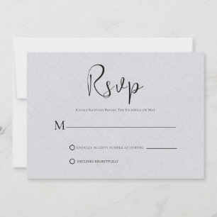 Leichte graue Linen Einfache RSVP-Karte mit schwar Einladung