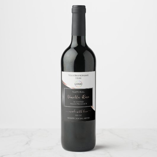 Leichte, graue, schwarze Rose, goldene Labels mit Weinetikett (Vorderseite)