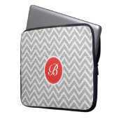 Leichte graue Zickzack Muster Textur Monogramm Laptopschutzhülle (Vorderseite Links)