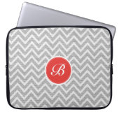 Leichte graue Zickzack Muster Textur Monogramm Laptopschutzhülle (Vorderseite)