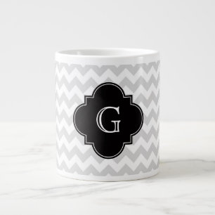 Leichte grauweiße Zickzack-schwarze Quatrefolienmo Jumbo-Tasse