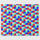 Leichte grüne, blaue, rote und weiße Puzzle Geschenkpapier (Flach)