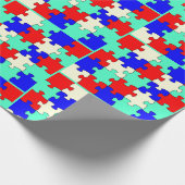 Leichte grüne, blaue, rote und weiße Puzzle Geschenkpapier (Ecke)
