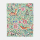 Leichte grüne Fantasy-Waldtiere Woodland Floral Fleecedecke (Vorderseite)